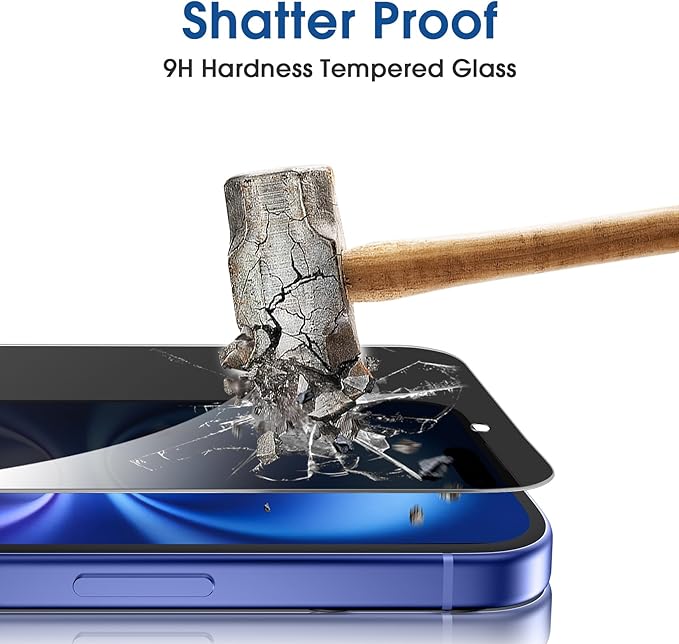 amFilm Auto-Alignment OneTouch for iPhone 16 Plus [6.7''] privacy Screen Protector,Tempered Glass, 30 seconds Installation, Bubble Free, Case Friendly, Anti-Scratch [2Pack]