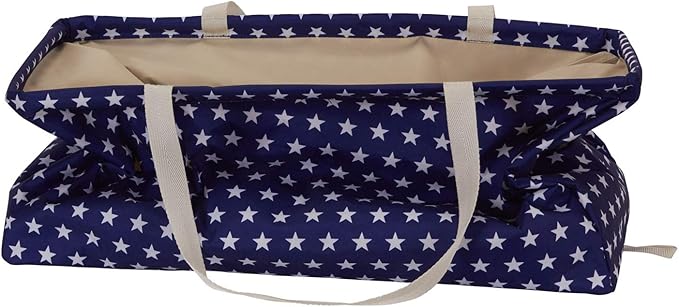 Household Essentials Large Canvas Utility Tote Bag with Handles | Collapsible Storage Basket for Laundry, Groceries, College, Beach, Car & More | Water-Resistant Lining | 11"x22"x13"