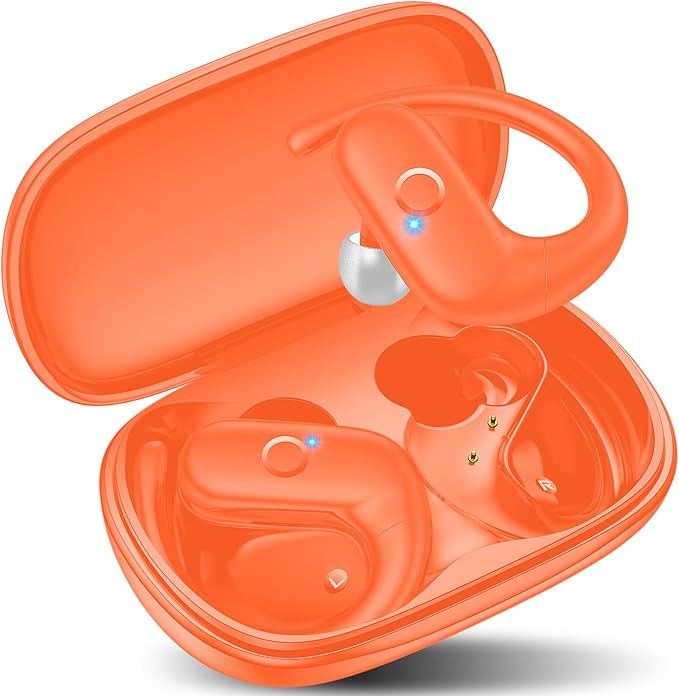 kurdene Wireless Earbuds Bluetooth Headphones Sport,Over Ear Buds with Deep Bass Sound,60Hrs Playtime Earphones Redesigned Comfort Fit with Earhooks for Running,Meeting,Workout