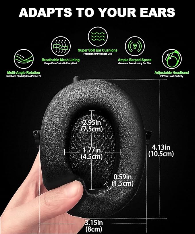 PROHEAR 033 Upgraded Bluetooth 5.4 Hearing Protection Headphones with FM/AM Radio - 25dB NRR Safety Earmuffs, Rechargeable, 48H Playtime for Mowing, Workshops, and Snowblowing - Black