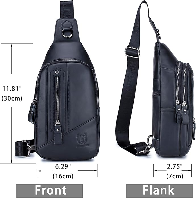 LUKZIJAES Genuine Leather Sling Bag for Men