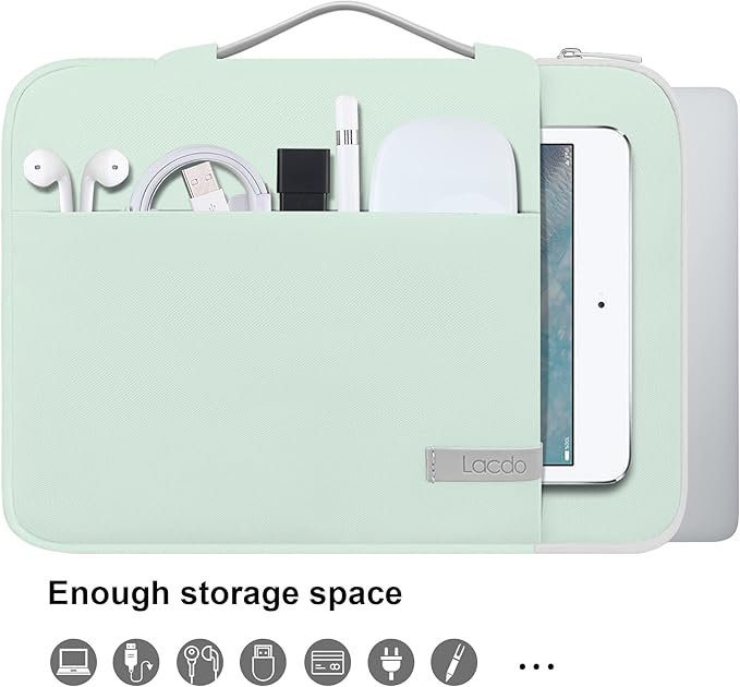 Lacdo 360° Protective Chromebook Case 11 Inch Laptop Sleeve for 11 Inch Acer HP Lenovo Dell Samsung ASUS Chromebook Spin 311, 13 Inch Microsoft Surface Pro 11th Copilot+PC/10/9/8/X Computer Bag, Green