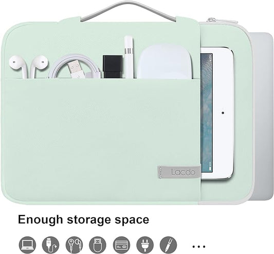 Lacdo 360° Protective 15-15.6 Inch Laptop Sleeve Case for Acer HP Dell ASUS Laptop, Acer Aspire 15, HP Pavilion 15, Dell Inspiron 15, Lenovo IdeaPad 15, ASUS ZenBook 15 Computer Bag, Green