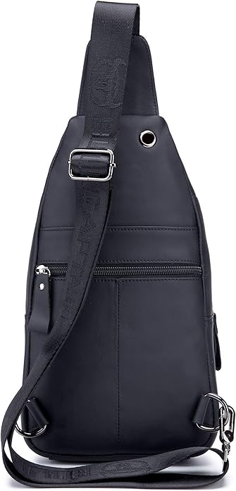 BULLCAPTAIN Mens Leather Crossbody Bag Shoulder Sling Bag Casual Daypacks Chest Bags for Travel Hiking Backpacks