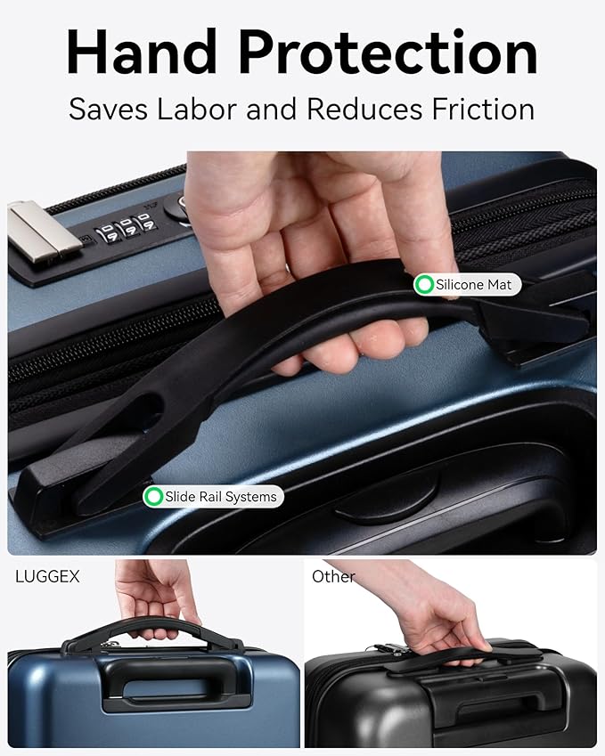 LUGGEX 24 Inch Luggage with Spinner Wheels, Expandable PC Hard Shell Checked Suitcase with Front Opening, Lightweight (Blue, 24 Inch)