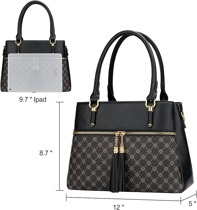 KKXIU Women Satchel Bags Handle Shoulder Handbags and Purses Pockets Zipper Leather Crossbody Bags