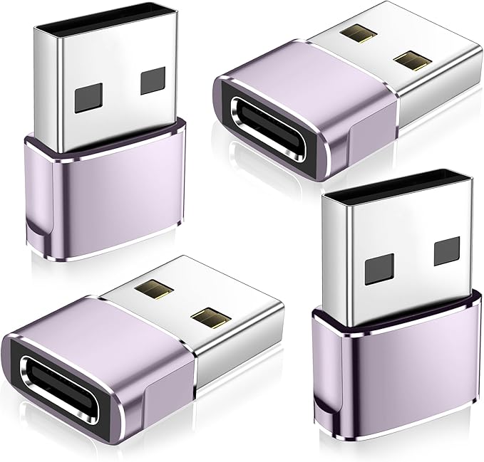 𝟒𝐏𝐚𝐜𝐤 𝐔𝐩𝐠𝐫𝐚𝐝𝐞𝐝 USB to USB C Adapter,Type-C Female to A Male Car Charger OTG Converter for Apple Watch Ultra 8 9 10,iPhone 16 15 14 13 Pro Max,Samsung S24,Nintendo Switch,AirPods,iPad,Car