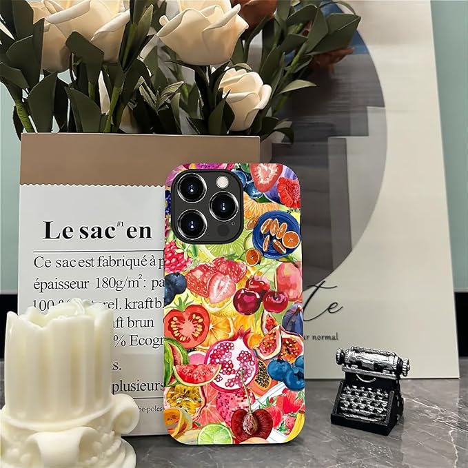 Case for iPhone 12 Pro Max,Summer Fruit Collage for Woman Men Full Body Protective Cover Shockproof 2 in 1 Silicone + Hard PC Case for iPhone 12 Pro Max