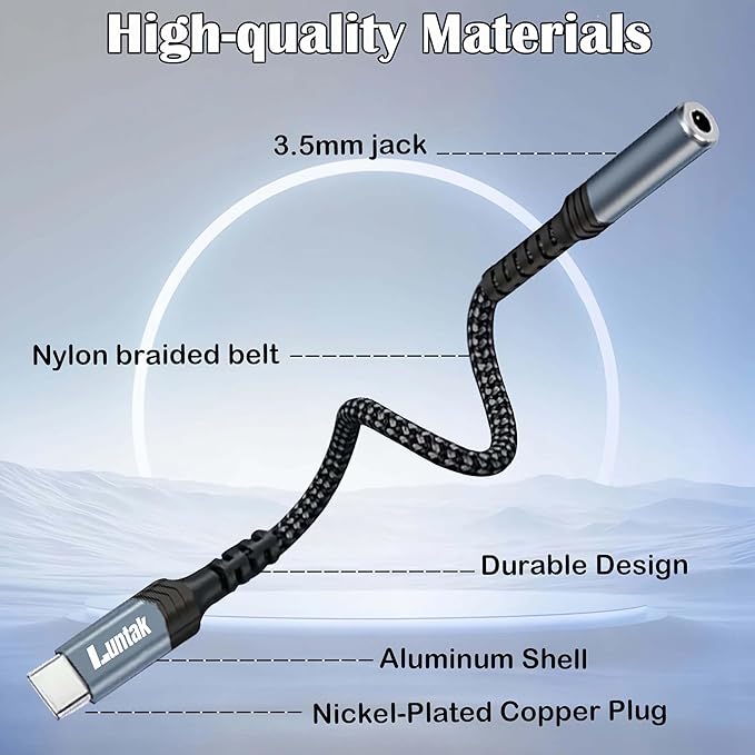 USB C to 3.5mm Headphone Jack Adapter,USB C to Aux Audio Dongle Cable Cord Compatible with iPhone16/15 Plus/Pro/Pro Max,Samsung Galaxy S25/S24/S23/S22/S21/note10/20 Ultra,iPad Pro/Mini,MacBook