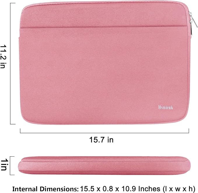 Laptop Sleeve Case, 15.6 inch Computer Bag Shockproof Protective Notebook Case with Accessory Pocket, Briefcase Carrying Laptop Sleeve for 15.6" HP, ASUS, Dell, Lenovo, Acer - Pink