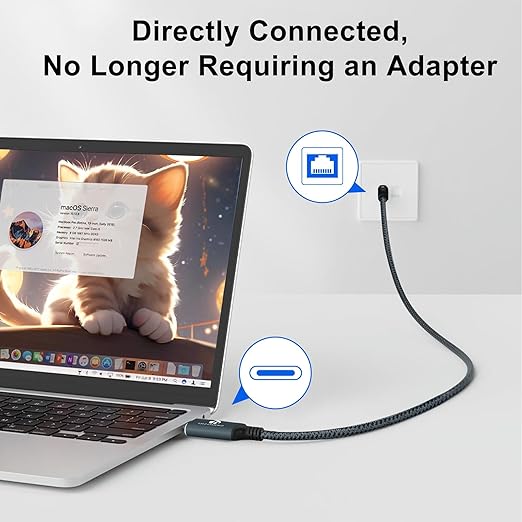 USB C to Ethernet Cable 6.6FT, Type C to RJ45 Gigabit LAN Network Cord,Directly Connected,Thunderbolt 3/4 Compatible for MacBook Pro/Air, iPad Pro, iPhone 15 Series,Galaxy S24, Windows