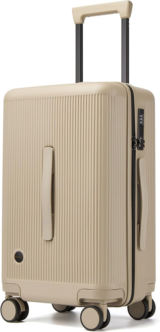 20 Inch Carry On Luggage, Hardside Lightweight Spinner Suitcase with TSA Lock, 22x14x9 Airline Approved Hard Shell Travel Suitcase with Wheels, Scratch Resistant (Light Gold, 20 Inch)