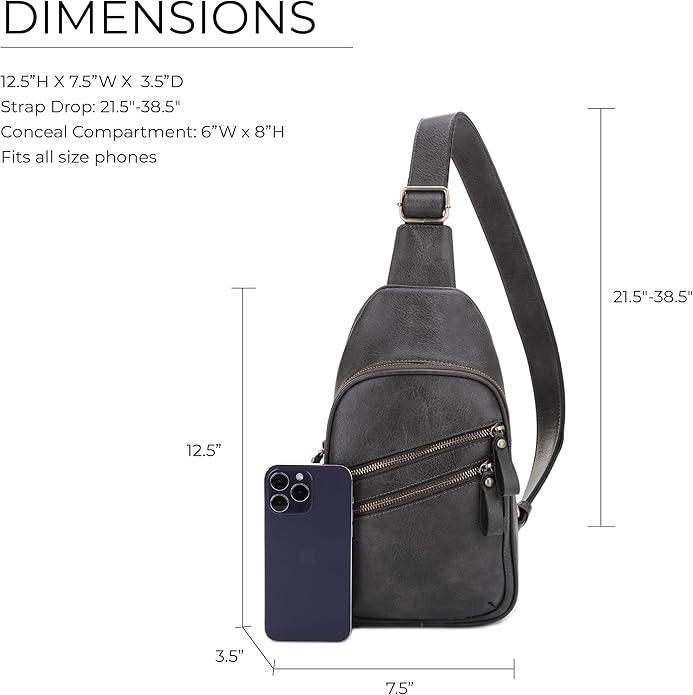 JESSIE & JAMES Jeannie Unisex Multi-Pocket Concealed Carry Sling Bag Crossbody Backpack Purse