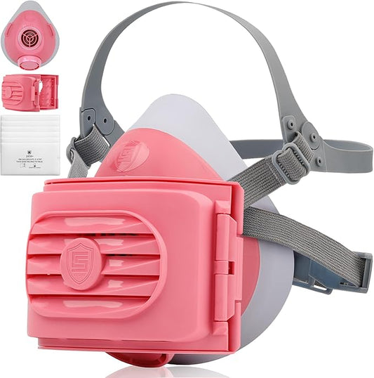 Reusable Half Face Respirator Mask with 6 Filter,2818 Food-Grade Silicone Mask for Painting, Welding, Sanding,Dust,Mold