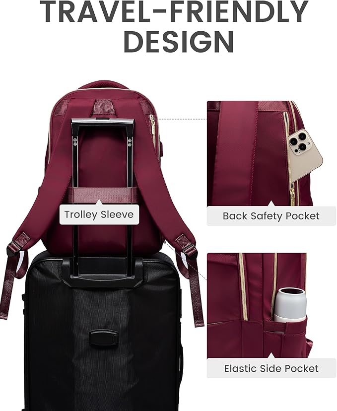 LOVEVOOK Laptop Backpack for Women, Slim Business Laptops Bag with Separate Computer Compartment Stylish Daypack for College Work Travel, Fits 15.6" Laptop