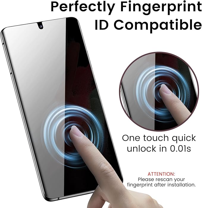 MOHAVE 2 Pack [Auto Alignment/Dust Removal] Privacy Screen Protector for Samsung Galaxy S21 Ultra 5G 6.8″, 3D Curved Anti Spy Private Film, 7H Hybrid Material, 100% Ultrasonic Fingerprint ID