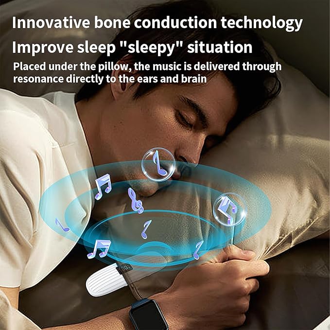 ByteWave Bone Conduction Pillow Speaker, Bluetooth 5.3 Under Pillow Speaker for Sleeping with LED Display, TF Card & Auto-Off, Ultra-Thin Wireless Bed Sound Pad Headphones for Side Sleepers