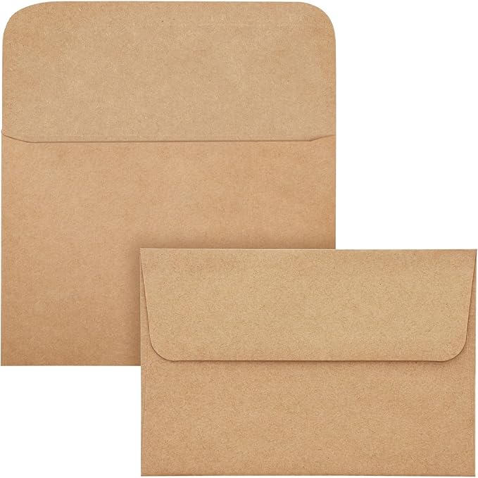 Blank Kraft Paper Cards & Envelopes - 4 x 6 in, 100-Pack - For Wedding Invitations & Birthday Greetings - DIY Card Making Supplies