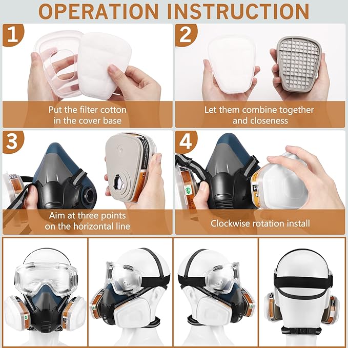 Gas Masks Survival Nuclear and Chemical - Reusable Full Face Respirator Gas Mask with Activated Carbon Filter