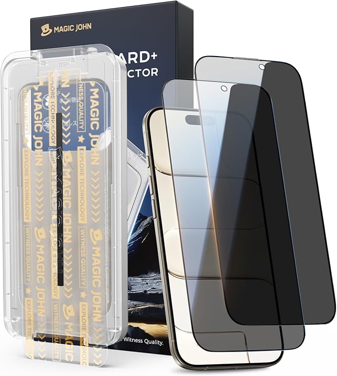 MAGIC JOHN 3rd Gen Upgraded for iPhone Air Privacy Screen Protector 6.5 Inch,25°Anti-Spy Screen,Shockproof Tempered Glass,Auto Dust-Removal,Bubble Free,Easy Installation,2 Pack