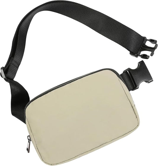 ODODOS Unisex Mini Belt Bag with Adjustable Strap Small Fanny Pack for Workout Running Traveling Hiking, Khaki