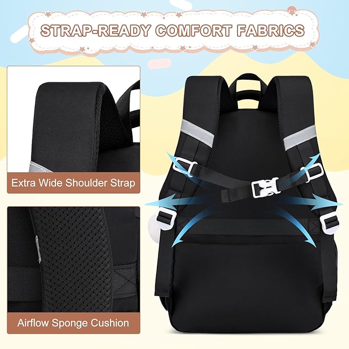 MOMUVO School Backpack Set for Girls,3pcs Bookbag with Lunch Box Pencil Case Kids School Bag Set