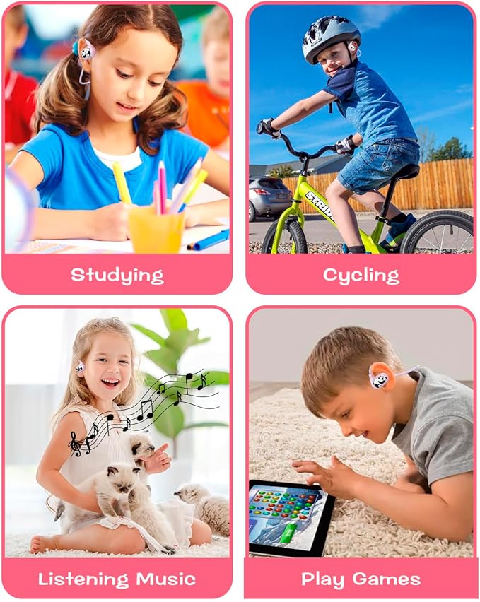 BANIGIPA Kids Headphones, Open Ear Headphones w/Cute Panda, Wireless Bluetooth 5.4 Headset w/Mic for Home School Traveling, 13g Ultra-Light Comfort, Protection Hearing, IPX4 Waterproof, 10H Playtime