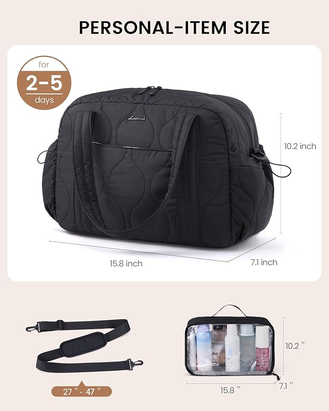 LOVEVOOK Gym Bag for Women, Puffer Travel Duffle Bag with Wet Pocket, Lightweight Carry On Bag Weekender Overnight Bag with Toiletry Bag, Multiple Pockets Personal Item Travel Bag for Airplanes