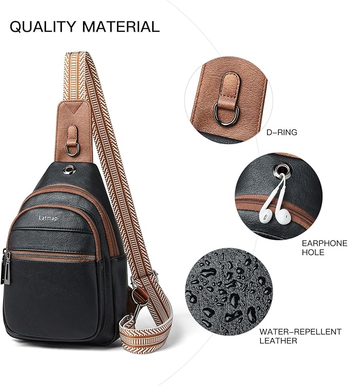 7L Sling Bag For Women Faux Leather Anti Theft Small Casual Daypack Backpack Fanny Pack Crossbody Chest Bags Purse Waterproof
