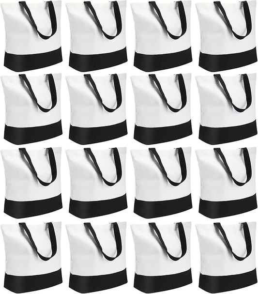Reginary 16 Pack Canvas Tote Bags Set - Large Cotton Tote with Handle for Women's Kitchen & Grocery Use - DIY Gift