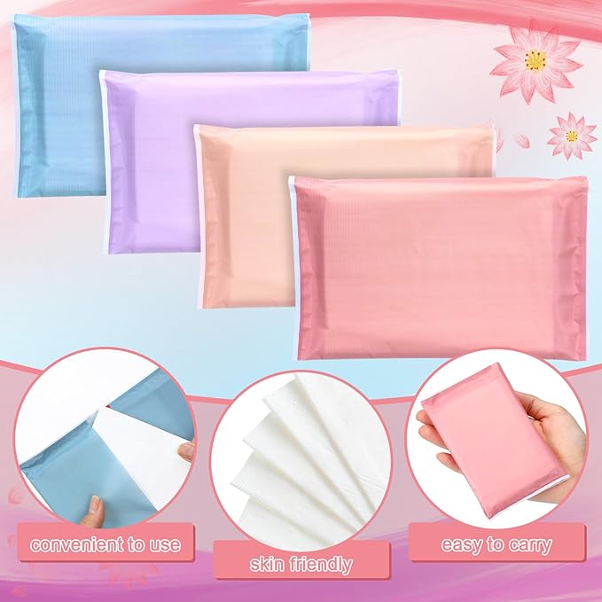 PerKoop 100 Pack Pocket Tissues Travel Slim Packs Small Facial Tissues Wallet Size Toilet Paper for Travel Guest Wedding Supplies, 4 Styles (Morandi Style)