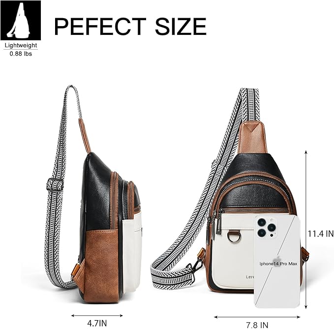 7L Sling Bag for Women Men Vegan Leather Crossbody Bags Fanny Pack Purse Backpack Over Shoulder Bag Travel Anti Theft