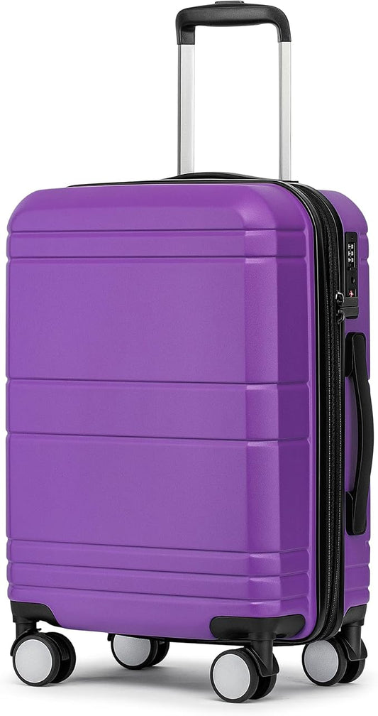KYME Carry On Luggage 22x14x9 Airline Approved with TSA Lock Hard Shell Carry On Suitcase Lightweight Suitcases with Wheels Small Luggage for Men Women,Carry-On 20 Inch,Purple