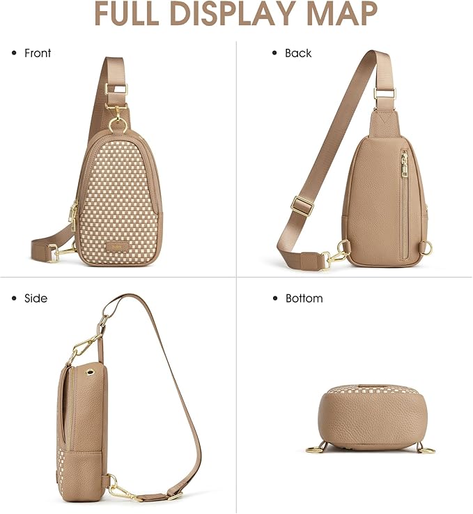 Kattee Sling Crossbody Bag for Women, Leather Fanny Pack Crossbody Sling Bags, RFID Purse Chest Bag Small Daypack for Women
