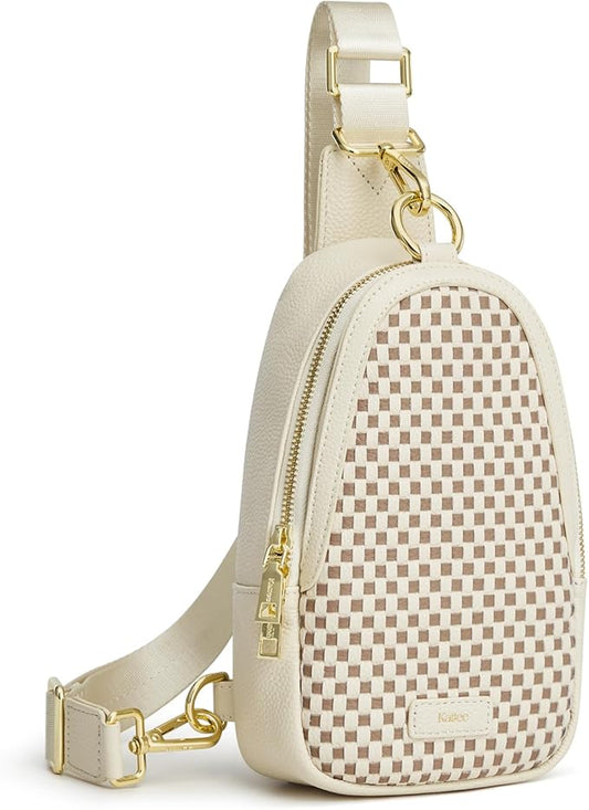 Kattee Sling Crossbody Bag for Women, Leather Fanny Pack Crossbody Sling Bags, RFID Purse Chest Bag Small Daypack for Women