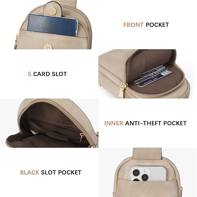 BOSTANTEN Small Sling Bag Crossbody Bags for Women Trendy Crossbody Purse Leather Chest Bag