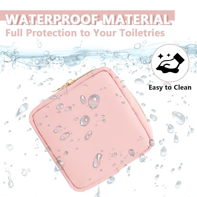 Mini Makeup Pouch for Purse, Small Cosmetic Bag Pouch Nylon Travel Toiletry Organizers Bag for Women Girls, Cute Zipper Coin Purse Preppy Storage Purse for School Work(Mini-Flamingo)