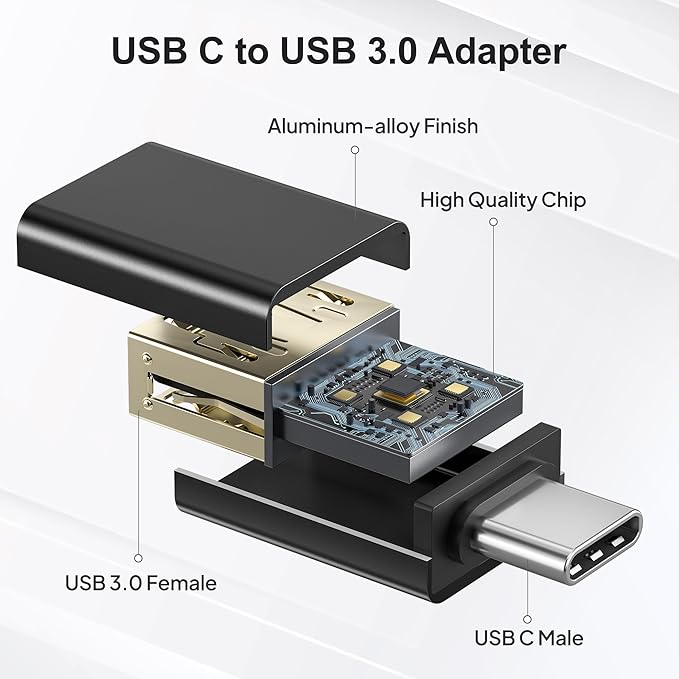 Elebase USB C to USB 3.0 Adapter 4 Pack,Type C Thunderbolt 4 to USB Converter,USBC Adapter for Keyboard,Mouse,Apple iMac,MacBook,iPad Air,Microsoft Surface,Samsung Galaxy S25 S24,Z Fold Flip 7,i17