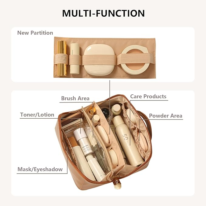 Travel Makeup Bag Toiletry Bag for Women Large Cosmetic Travel Bag Makeup Storage Box Skincare Organizer Vanity Organizer Bag Multi-Function Makeup Organizer with Compartments Travel essentials
