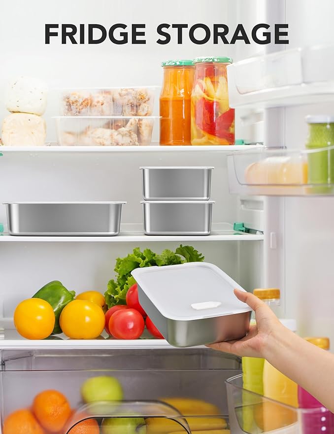 EAST OAK Stainless Steel Inner Container with Lid for Cordless Electric Lunch Box, 5.5 Cups Meal Container for Portable Heated Lunch Box with Removable Tray Divider, Dishwasher Safe