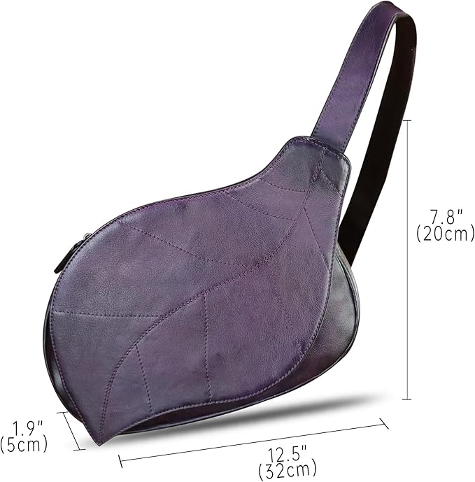 IVTG Genuine Leather Sling Bag for Women Vintage Real Leather Sling Backpack Fashion Shoulder Crossbody Bags Chest Bags