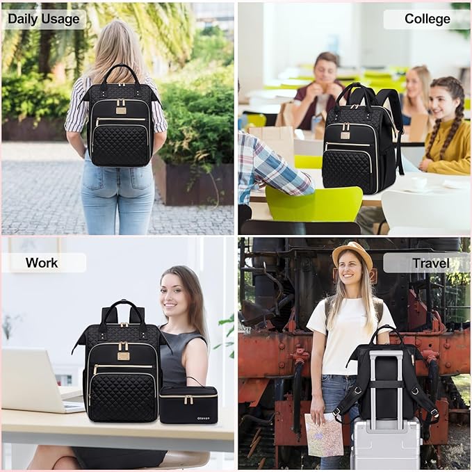 Lunch Backpack for Women, 15.6 inch Laptop Backpacks for Womens, Work Backpacks with Lunchbox,Insulated Back pack Cooler,Teacher Nurse Travel Backpack for Women