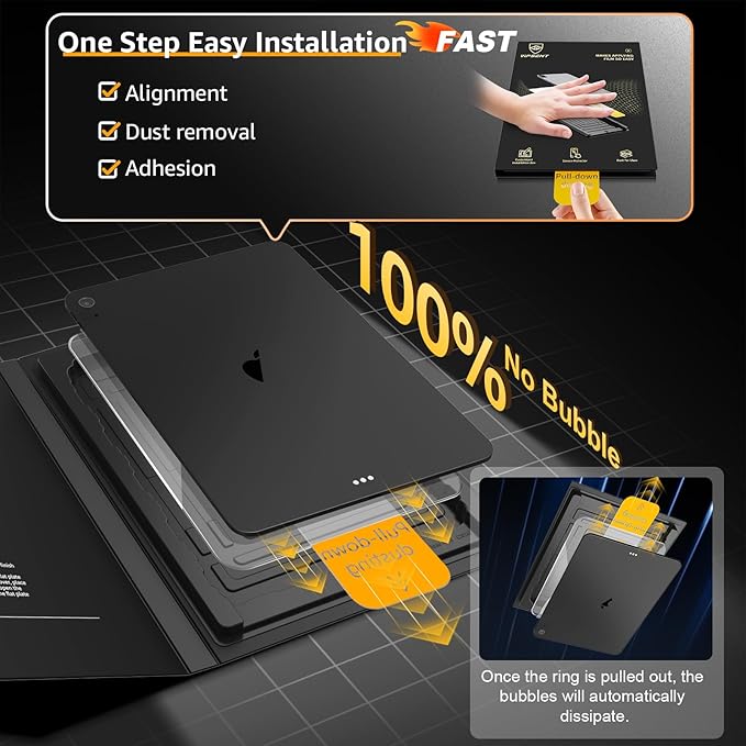 2-Pack Glass Screen Protector for iPad 11th A16 11-in. /10th Generation 10.9-in. (2025/2022) Military Shatterproof, 9H+ Hardness, Auto-Alignment Frame, Anti-Fingerprint, HD Clear, Scratch Resistant