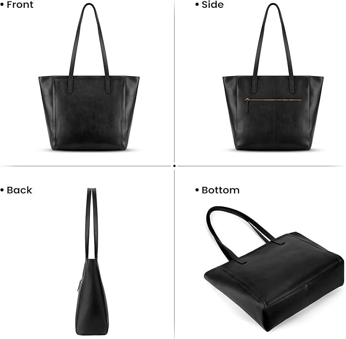 befen Vintage Genuine Leather Work Tote Bag for Women Large Tote Bag with Zipper Leather Purse and Handbags with Compartment