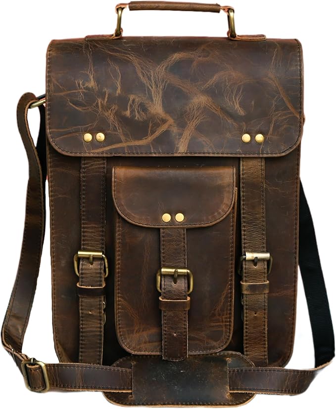 jaald Genuine Leather Messenger Bag Vintage Laptop Crossbody Bag Satchel Man Purse Shoulder Bag for man woman office bag