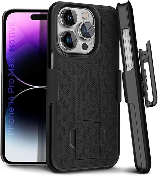 MOTIVE for iPhone 14 Pro Max Holster Case, Belt Clip Case for Apple iPhone, Shell Holster Combo 14 Pro Max, Slim Rugged Drop Shockproof Protective Cover Kickstand, 6.7" PM | Ranger Series