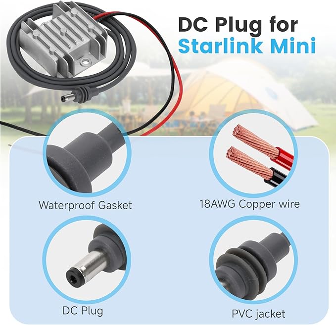 Starlink Mini 12V to 30V Step Up Converter Power Adapter, 3.5A DC Boost Converter with IP68 Waterproof Plug for Starlink Mini Router, RV, Marine, Camping - Compact & Portable Design