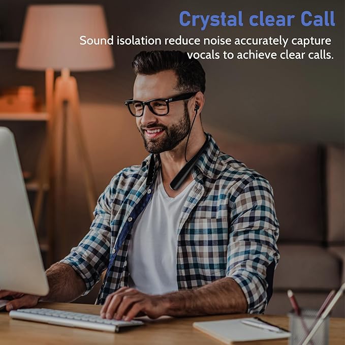 Neckband Bluetooth Earbuds, Wireless Bluetooth 5.3 Headphones 80Hrs Extra Long Playtime Stereo Bass in-Ear Headsets with Mic, IPX6 Waterproof Magnetic Earbuds, HD Sound for Running, Gym, Travel