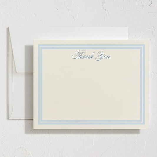 Minted Classic Start Stationery Cards, Blank Thank You Cards and Envelopes, Thank You Notes for Handwritten Messages, Note Cards & Stationery Set for Women and Men, Powder Blue Color Theme