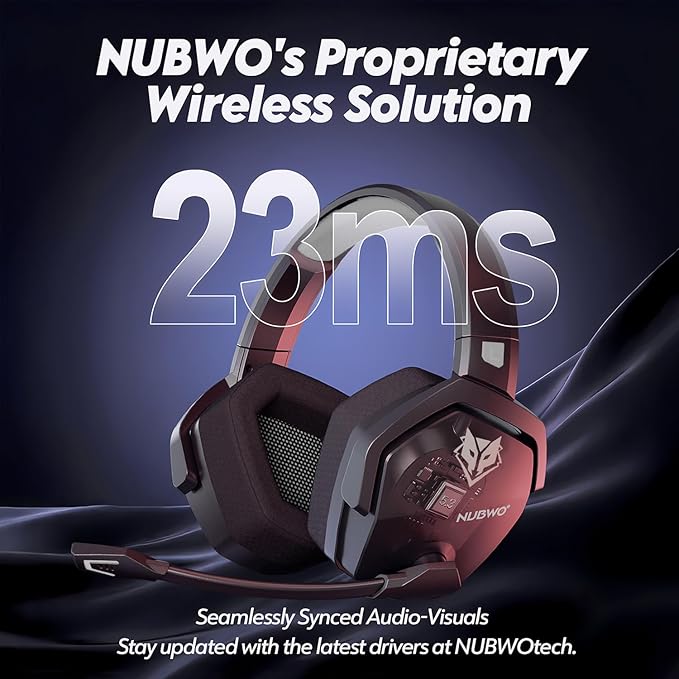 NUBWO G06 Dual Wireless Gaming Headset with Microphone for Ps5, Ps4, PC - 23ms Low Latency Audio - 100-Hour of Playtime - 50mm Drivers (Black-Grey)